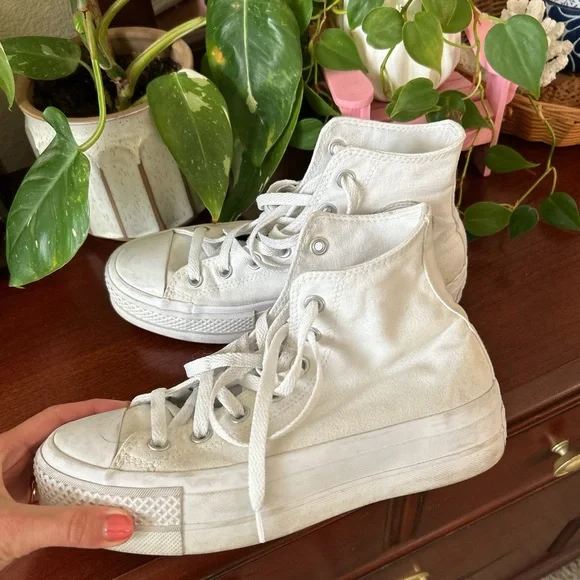 Converse platform White High-Top Sneakers - Picture 4 of 6